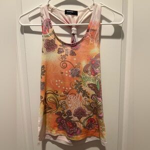Y2K helium multicolor floral graphic tank top